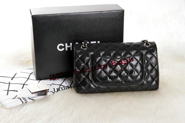 Chanel 2.55 Series Black Original Leather Classic Flap Bag A01112 Silver