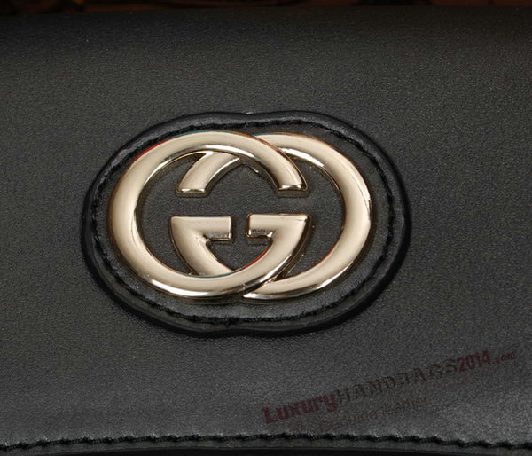 Gucci Black pearl leather Chain Shoulder Bag 336747