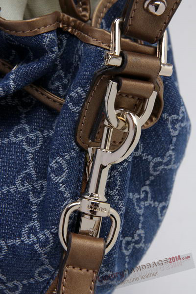 Gucci GG Drawstring Sling Shoulder Handbag 197019 Blue