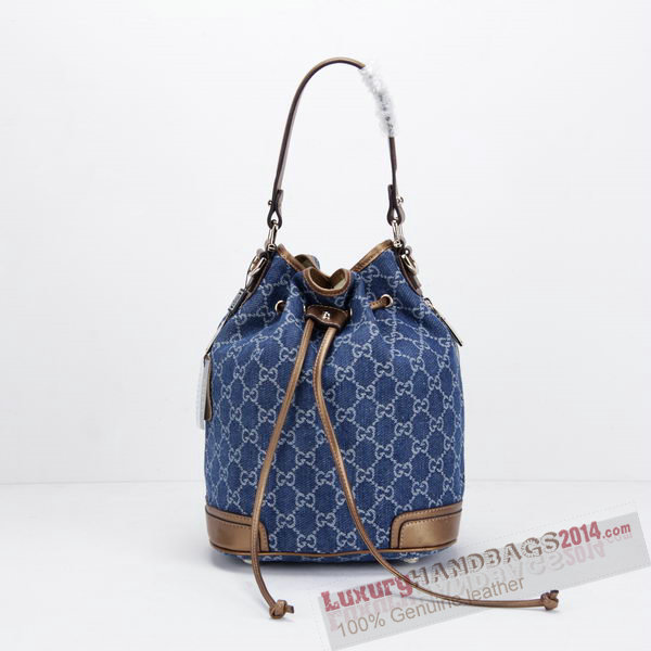 Gucci GG Drawstring Sling Shoulder Handbag 197019 Blue