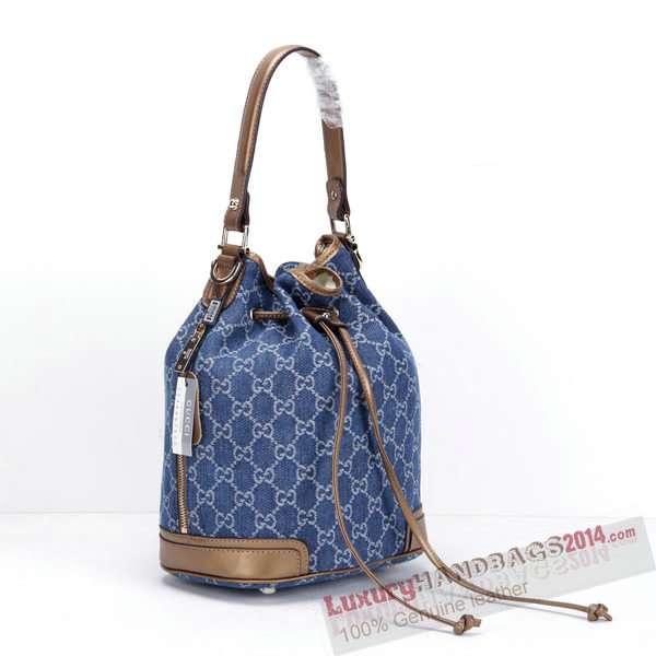 Gucci GG Drawstring Sling Shoulder Handbag 197019 Blue