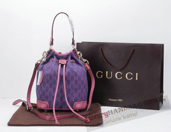 Gucci GG Drawstring Sling Shoulder Handbag 197019 Rose With Purple