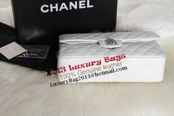 Chanel A1112 2.55 Series Flap Bag Original Caviar Leather White