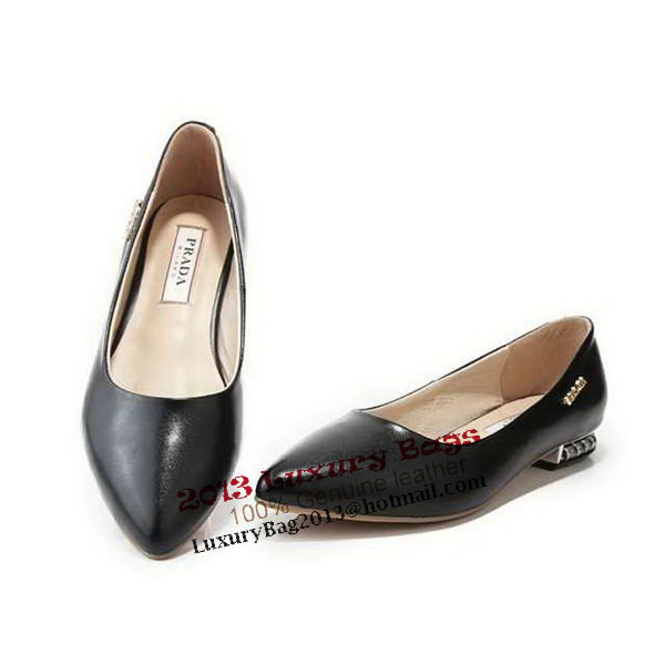 PRADA Flat Cafl Leather PD0475 Black&Silver&White