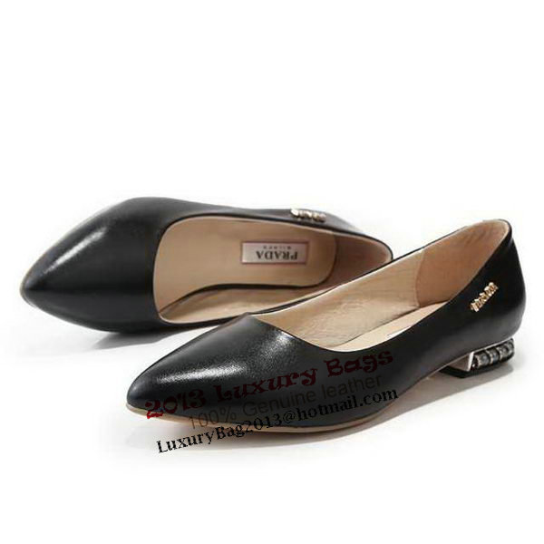 PRADA Flat Cafl Leather PD0475 Black&Silver&White