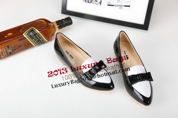 miu miu Flat in Patent Leather MM5101 Black&White