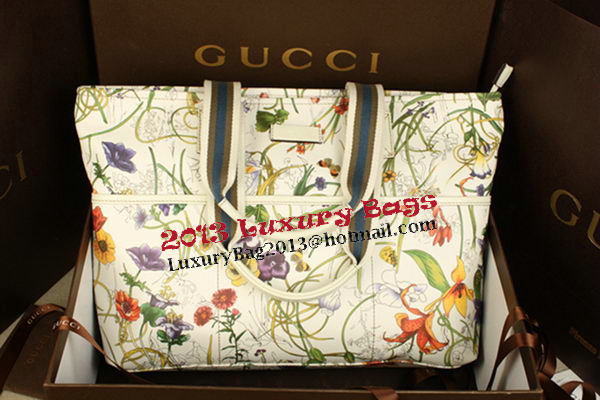 Gucci Diaper Flora Leather Tote Bag 155524 OffWhite