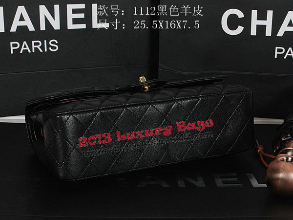 Chanel 2.55 Series Classic Flap Bag 1112 Black Sheepskin Gold