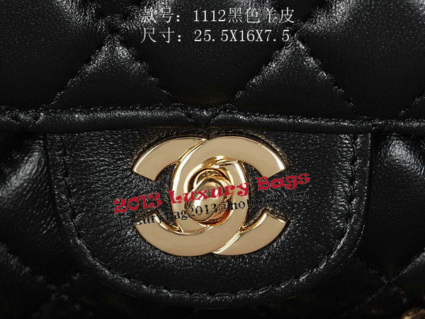 Chanel 2.55 Series Classic Flap Bag 1112 Black Sheepskin Gold