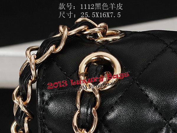 Chanel 2.55 Series Classic Flap Bag 1112 Black Sheepskin Gold