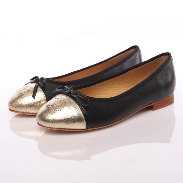 Chanel Iron Toe Ballet Flats in Sheepskin Leather CH0872 Black