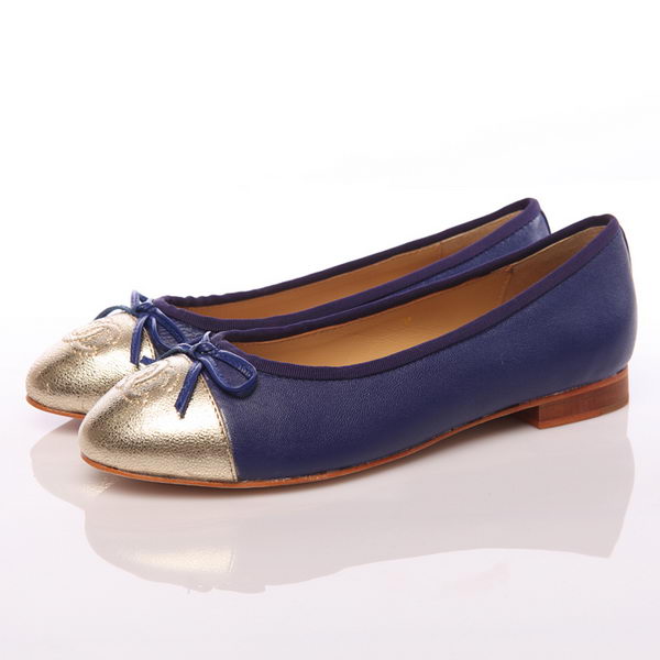 Chanel Iron Toe Ballet Flats in Sheepskin Leather CH0872 Blue