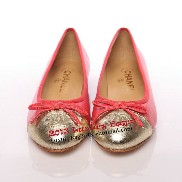 Chanel Iron Toe Ballet Flats in Sheepskin Leather CH0872 Red