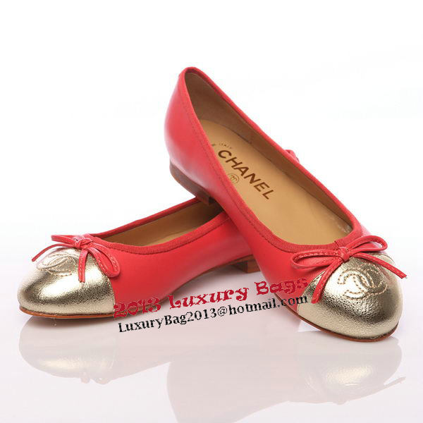 Chanel Iron Toe Ballet Flats in Sheepskin Leather CH0872 Red