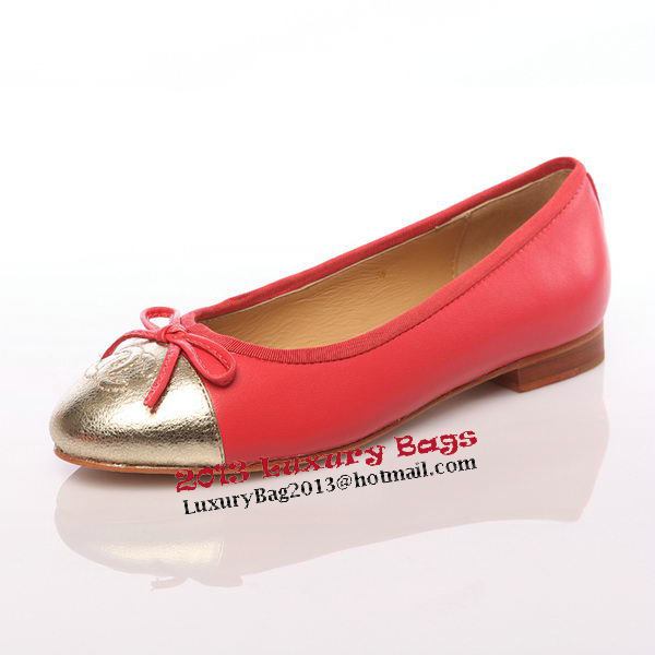 Chanel Iron Toe Ballet Flats in Sheepskin Leather CH0872 Red