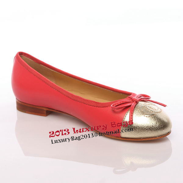 Chanel Iron Toe Ballet Flats in Sheepskin Leather CH0872 Red