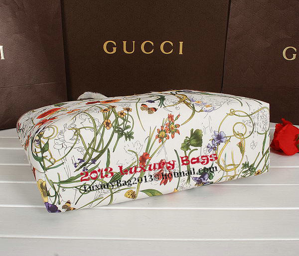 Gucci Diaper Flora Leather Tote Bag 211137 OffWhite