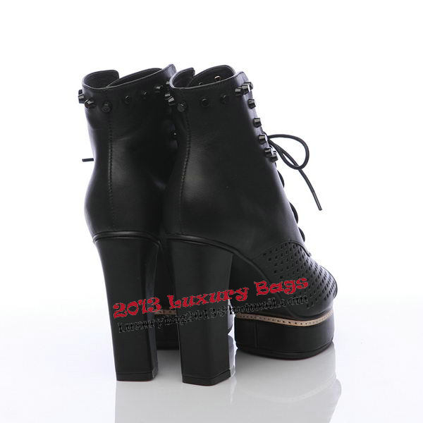 Prada Ankle Boot Sheepskin Leather 100mm Heel PD302 Black