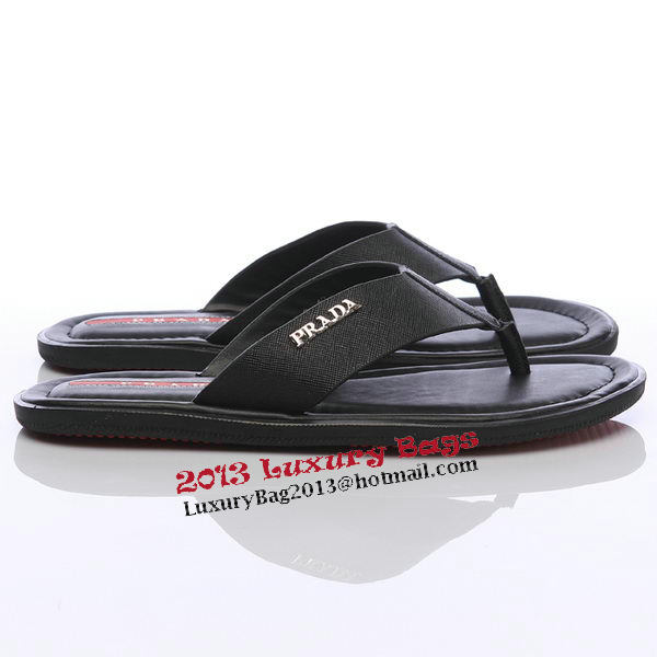 Prada Saffiano Leather Slipper PD308 Black