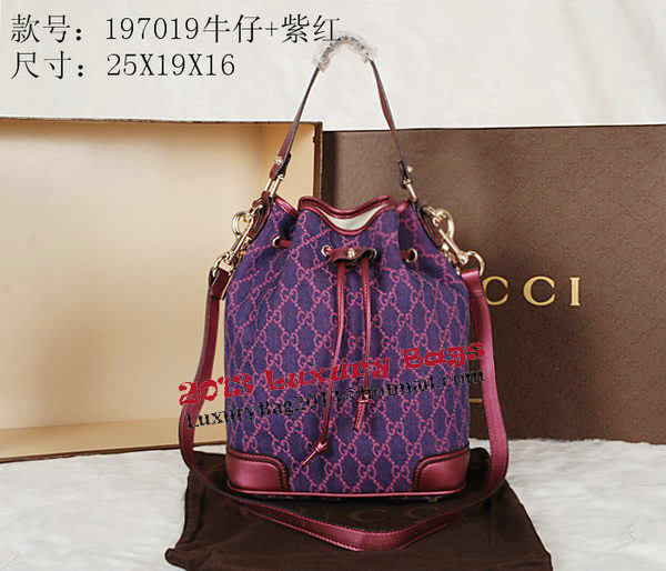 Gucci GG Drawstring Sling Shoulder Handbag 197019 Rose&Purple