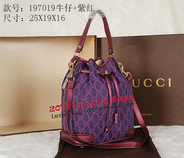 Gucci GG Drawstring Sling Shoulder Handbag 197019 Rose&Purple