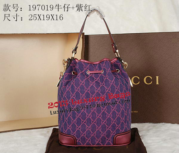 Gucci GG Drawstring Sling Shoulder Handbag 197019 Rose&Purple