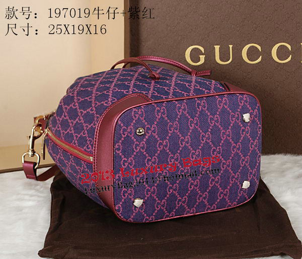 Gucci GG Drawstring Sling Shoulder Handbag 197019 Rose&Purple