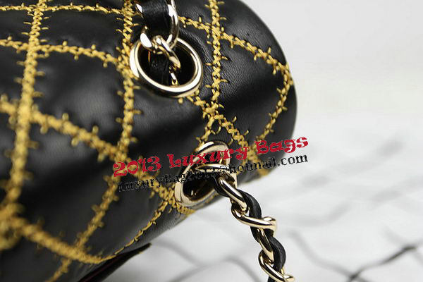 Chanel 2.55 Series Classic Embroidery Flap Bag A1112 Black Original Leather Silver