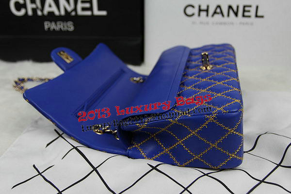 Chanel 2.55 Series Classic Embroidery Flap Bag A1112 Blue Original Leather Gold