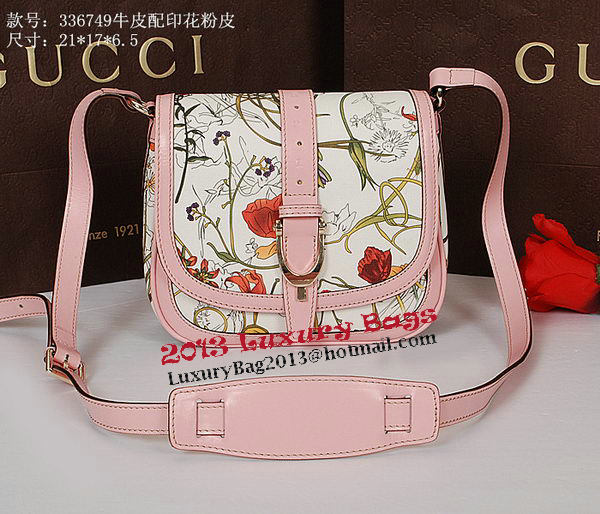 Gucci Nice Flora Leather Shoulder Bag 336749