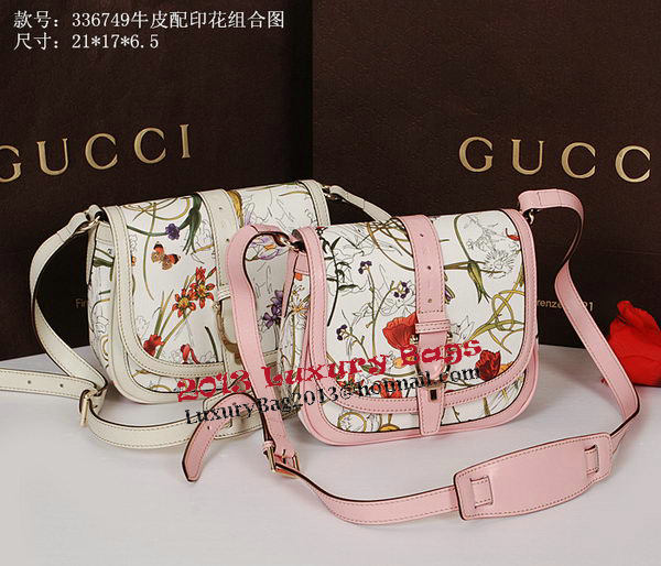 Gucci Nice Flora Leather Shoulder Bag 336749