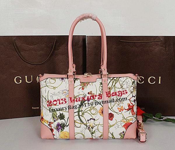 Gucci Vintage Web Flora Leather Medium Top Handle Bag 257341