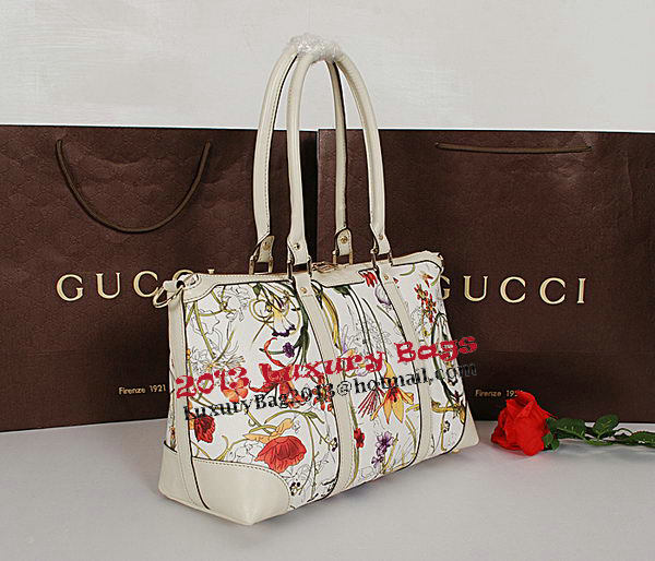 Gucci Vintage Web Flora Leather Medium Top Handle Bag 257341