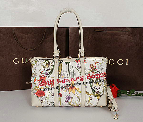 Gucci Vintage Web Flora Leather Medium Top Handle Bag 257341