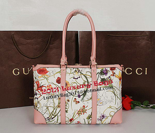 Gucci Vintage Web Flora Leather Medium Top Handle Bag 257341