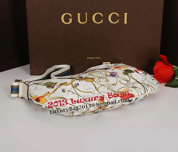 Gucci Medium Flora Leather Messenger Bag 181092 OffWhite&Pink