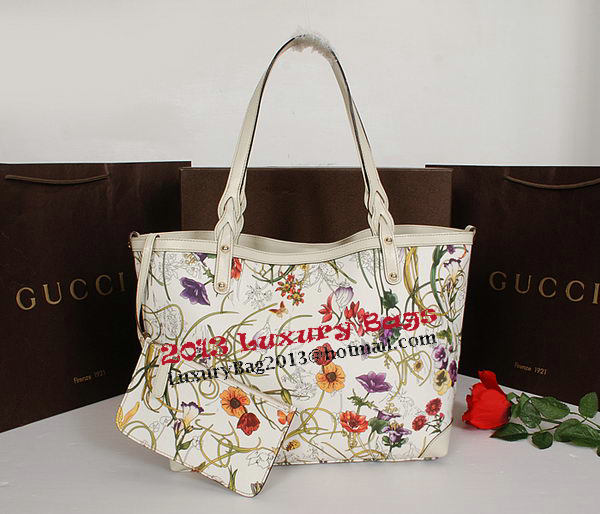 Gucci Shiny GG Flora Leather Medium Tote Bag 247209