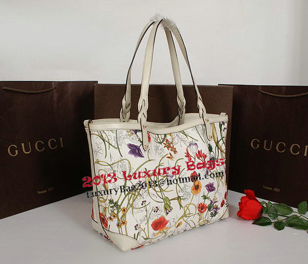 Gucci Shiny GG Flora Leather Medium Tote Bag 247209