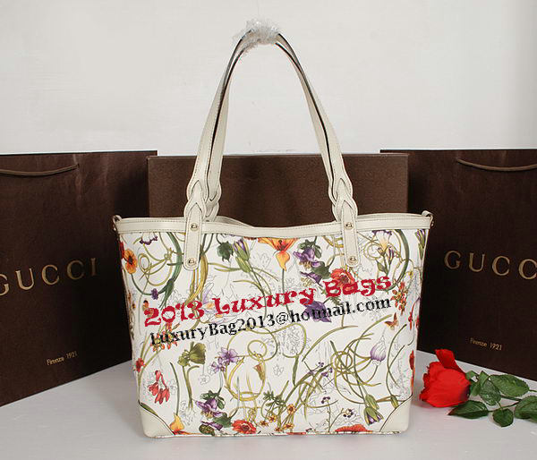 Gucci Shiny GG Flora Leather Medium Tote Bag 247209