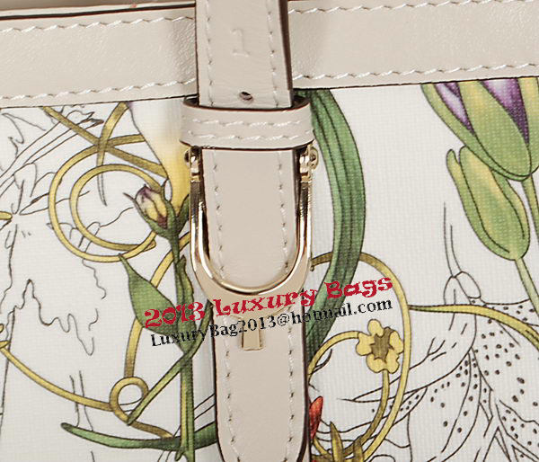 Gucci Top Handle Shiny Flora Leather Bag 309613 OffWhite