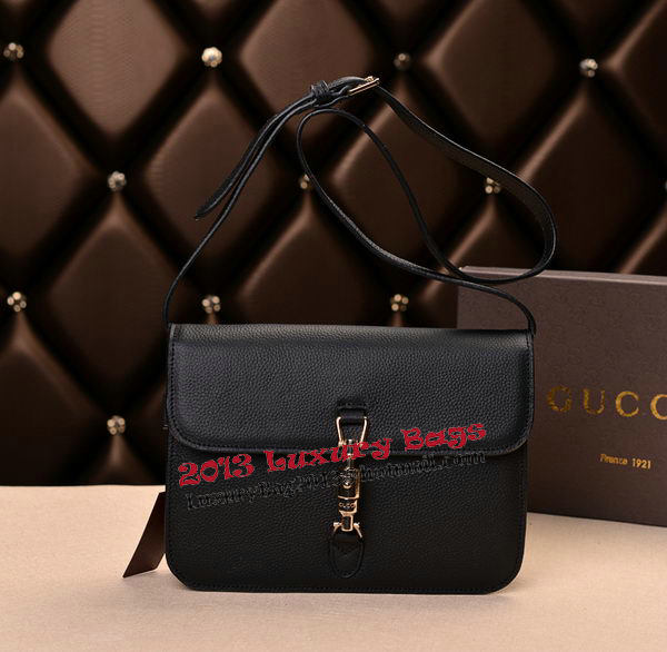 2014 Gucci Original Grainy Leather Shoulder Bag 335188 Black