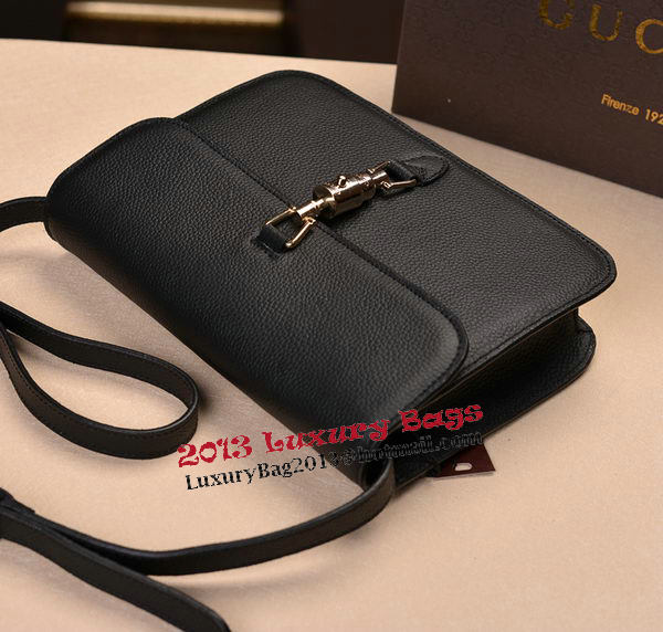 2014 Gucci Original Grainy Leather Shoulder Bag 335188 Black