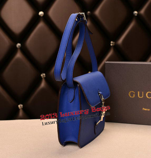 2014 Gucci Original Grainy Leather Shoulder Bag 335188 Blue