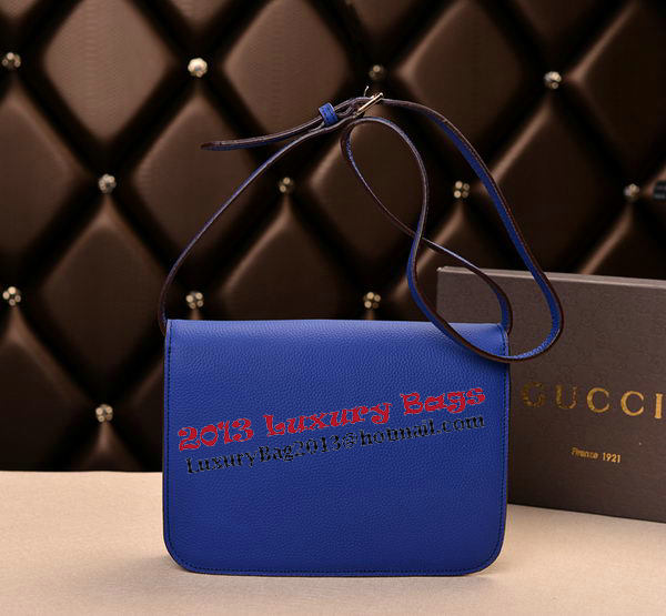 2014 Gucci Original Grainy Leather Shoulder Bag 335188 Blue