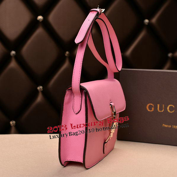 2014 Gucci Original Grainy Leather Shoulder Bag 335188 Pink