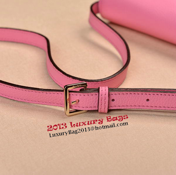 2014 Gucci Original Grainy Leather Shoulder Bag 335188 Pink