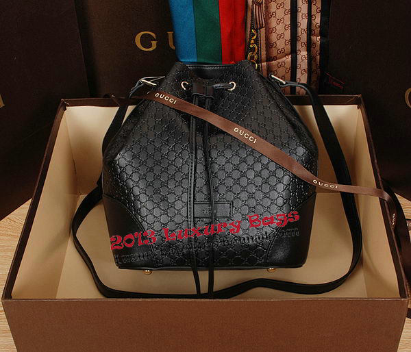 Gucci Guccissima Leather Bucket Bag 354228 Black