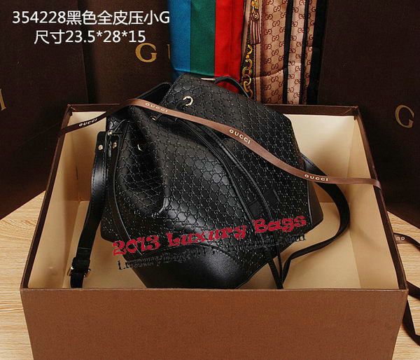 Gucci Guccissima Leather Bucket Bag 354228 Black