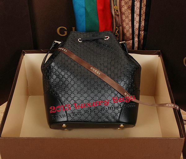 Gucci Guccissima Leather Bucket Bag 354228 Black