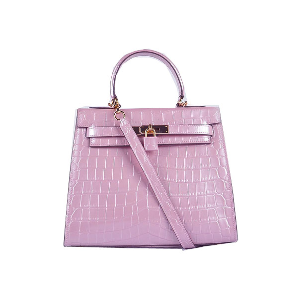 Hermes Birkin 28CM Tote Bags Lavender Iridescent Croco Leather Gold